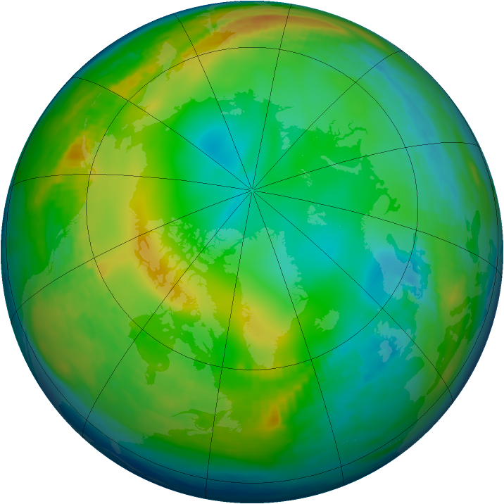 Arctic ozone map for 24 December 1982